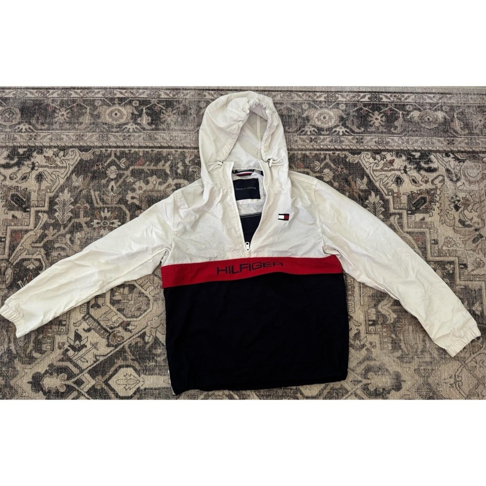 Tommy Hilfiger Vintage Pull Over Half Zip Windbreaker Jacket Size Small